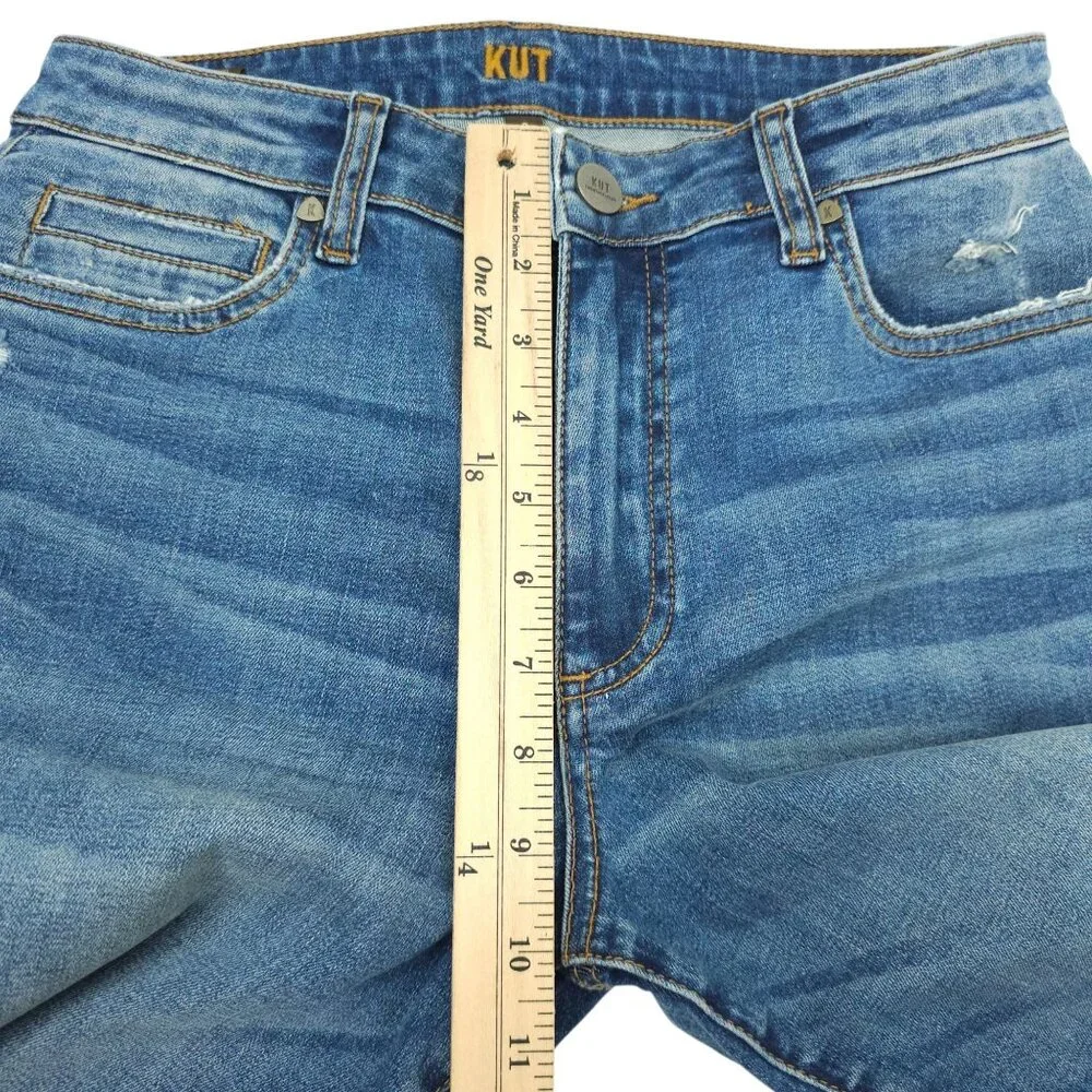 Kut From the Kloth Boyfriend Jeans Size 6 Petite Stretch Mid Rise Distressed
